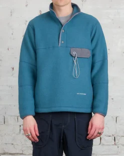 Online and wander Calamai Tech Wool Fleece Pullover Blue Gray