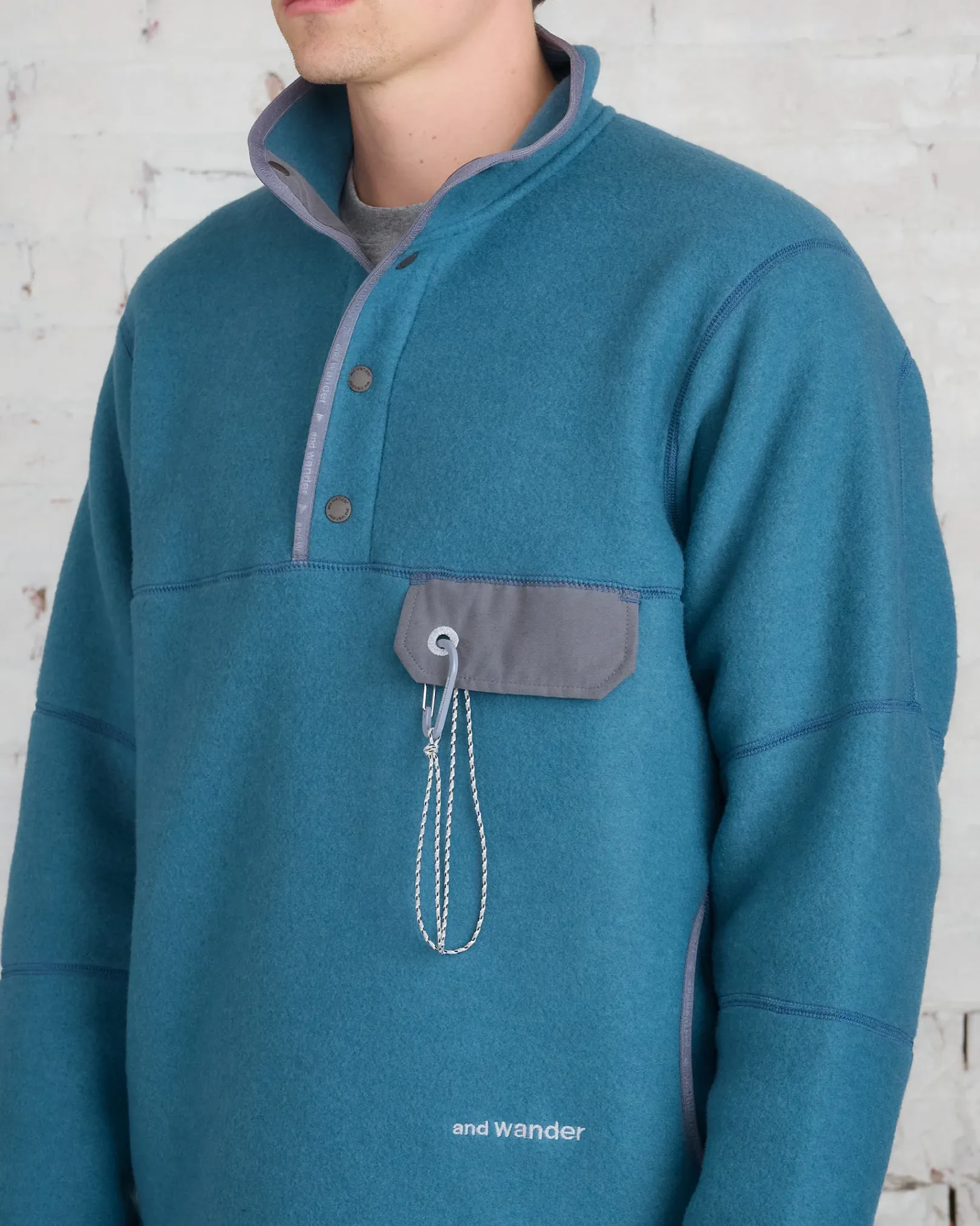 Online and wander Calamai Tech Wool Fleece Pullover Blue Gray