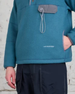 Online and wander Calamai Tech Wool Fleece Pullover Blue Gray