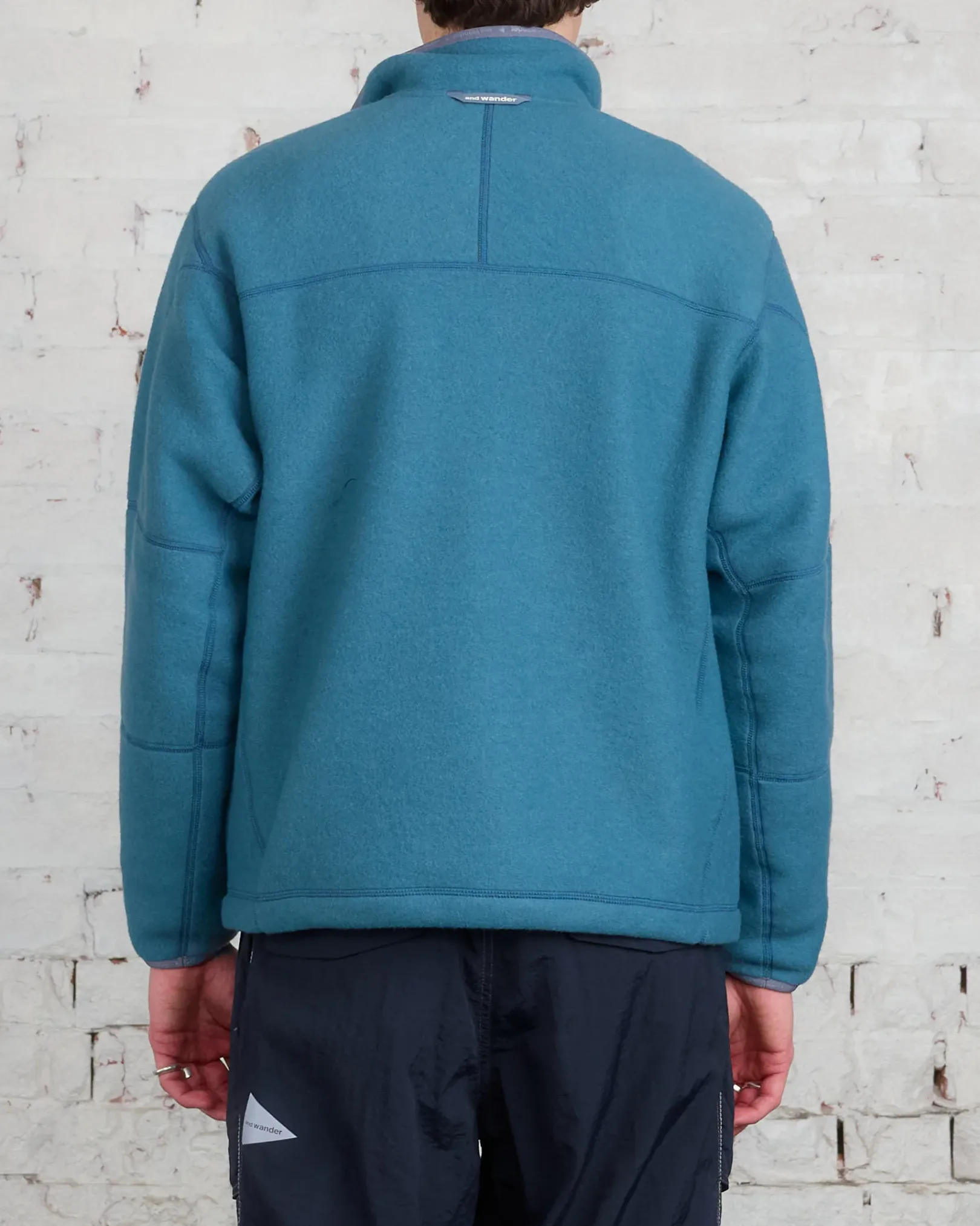 Online and wander Calamai Tech Wool Fleece Pullover Blue Gray