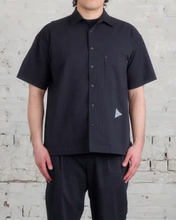 Hot and wander Dry Soft Seersucker Button Shirt Navy