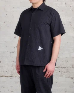 Hot and wander Dry Soft Seersucker Button Shirt Navy