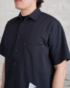 Hot and wander Dry Soft Seersucker Button Shirt Navy