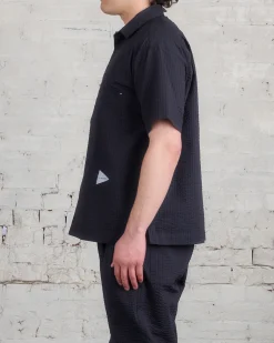 Hot and wander Dry Soft Seersucker Button Shirt Navy