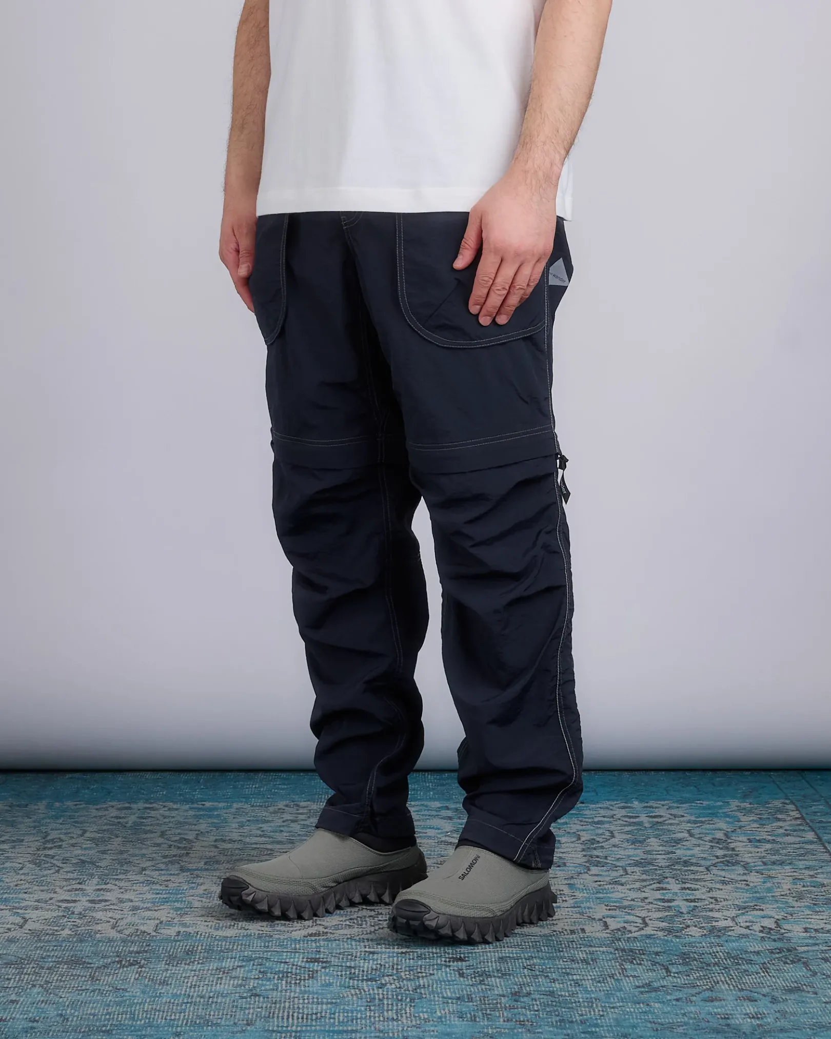 Online and wander Nylon Taffeta Hiker 2-Way Pant Black