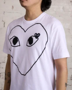 Clearance Comme des Garçons PLAY CDG PLAY Black Chest Hollow Heart T-Shirt White