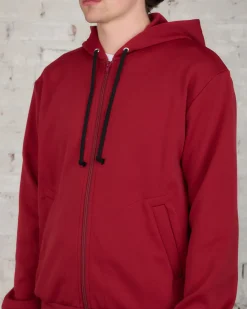 Fashion Comme des Garçons PLAY CDG PLAY Invader Red Heart Back Zip Hooded Sweatshirt Red