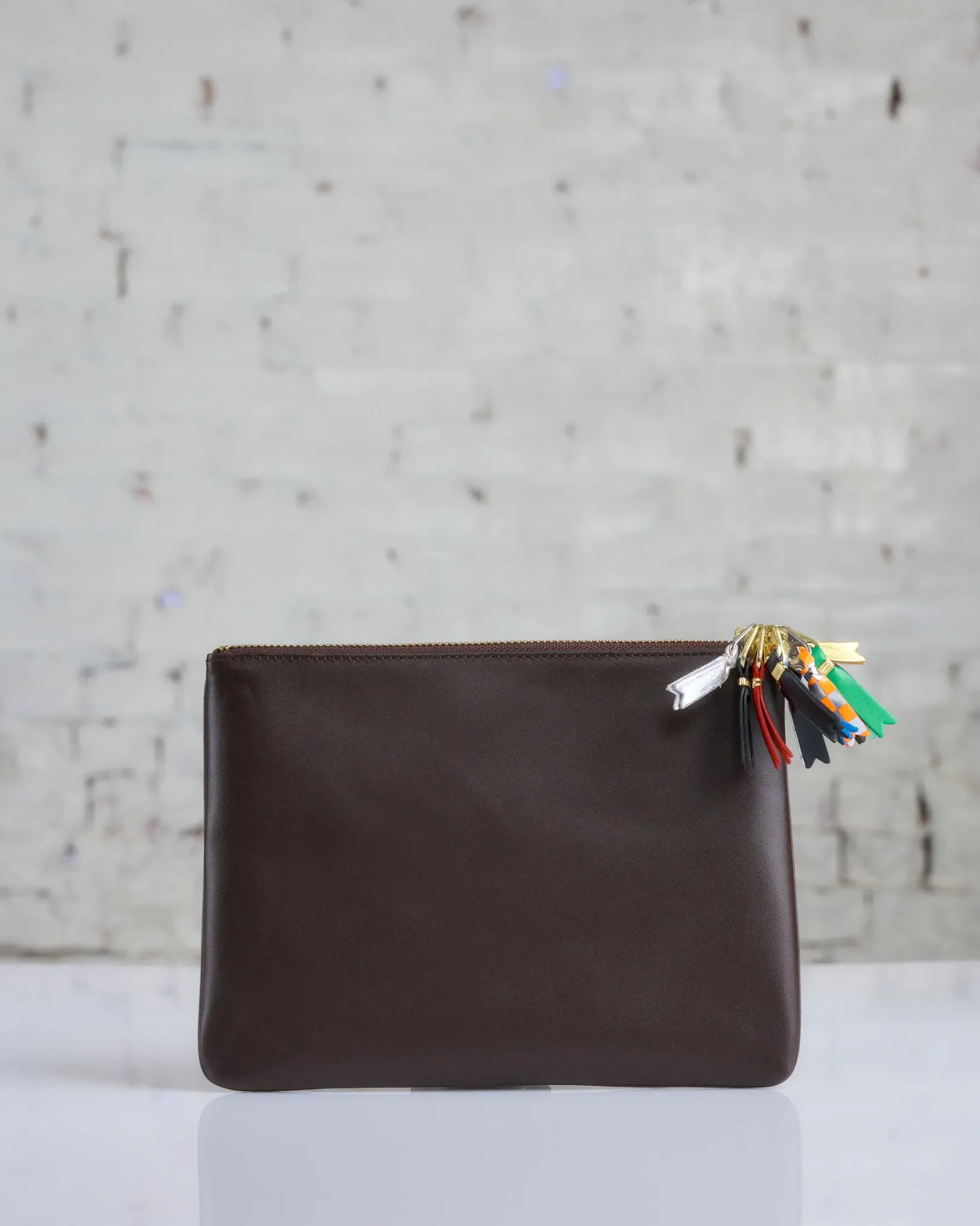 New Comme des Garçons WALLET CDG Wallet Zipper Pull Large Zip Pouch Brown