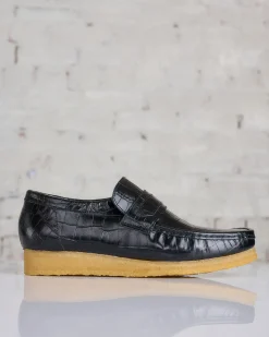 Discount Clarks Originals Men's Wallabee Loafer Black Croc