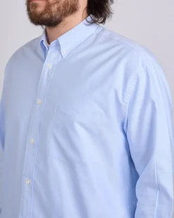 Fashion COMME des GARÇONS HOMME Cotton Oxford Embroidered Button Shirt Sax White