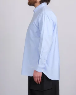 Fashion COMME des GARÇONS HOMME Cotton Oxford Embroidered Button Shirt Sax White