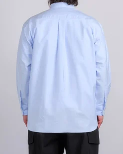 Fashion COMME des GARÇONS HOMME Cotton Oxford Embroidered Button Shirt Sax White