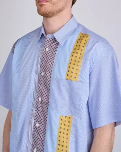 Fashion COMME des GARÇONS HOMME Cotton Check Multi Fabric Button Shirt Mix