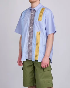 Fashion COMME des GARÇONS HOMME Cotton Check Multi Fabric Button Shirt Mix