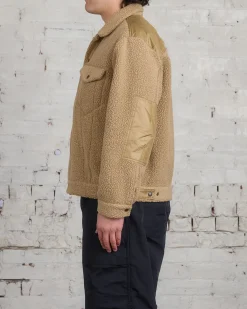 Online COMME des GARÇONS HOMME Heavy Boa Fleece Trucker Jacket Beige