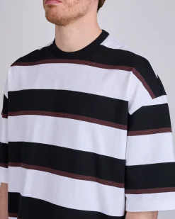 Fashion COMME des GARÇONS HOMME Jersey Stripe Crew T-Shirt Black Brown White