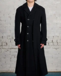 Outlet COMME des GARÇONS HOMME Plus Wool Nylon Mosser Coat Black