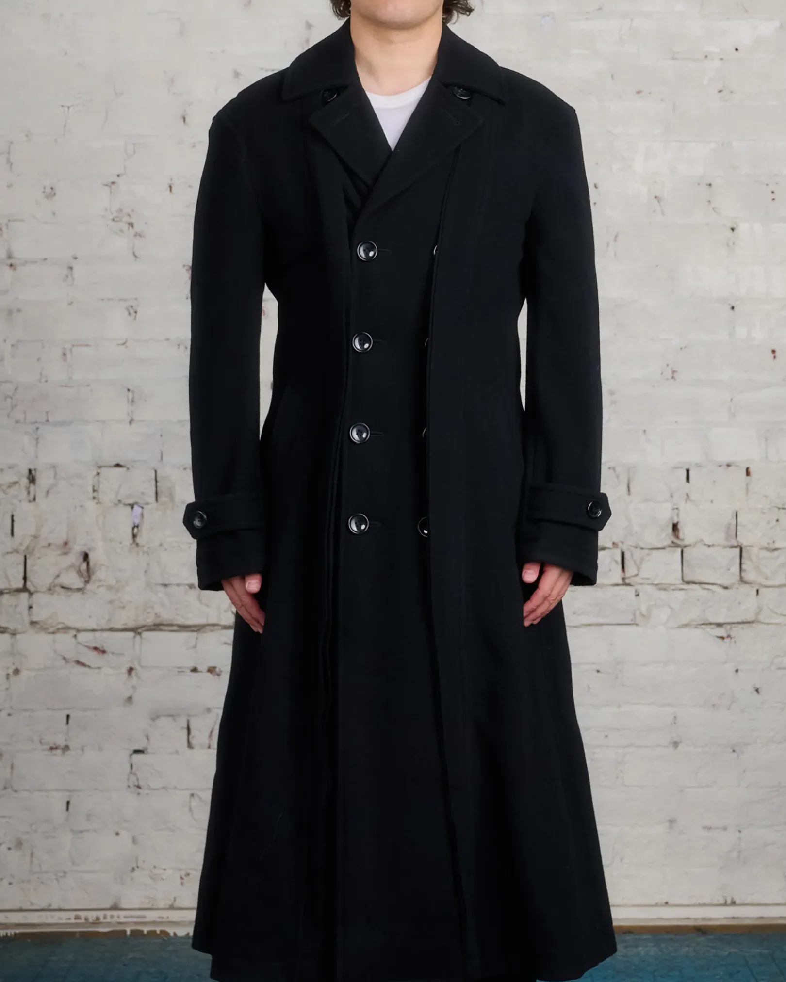 Outlet COMME des GARÇONS HOMME Plus Wool Nylon Mosser Coat Black