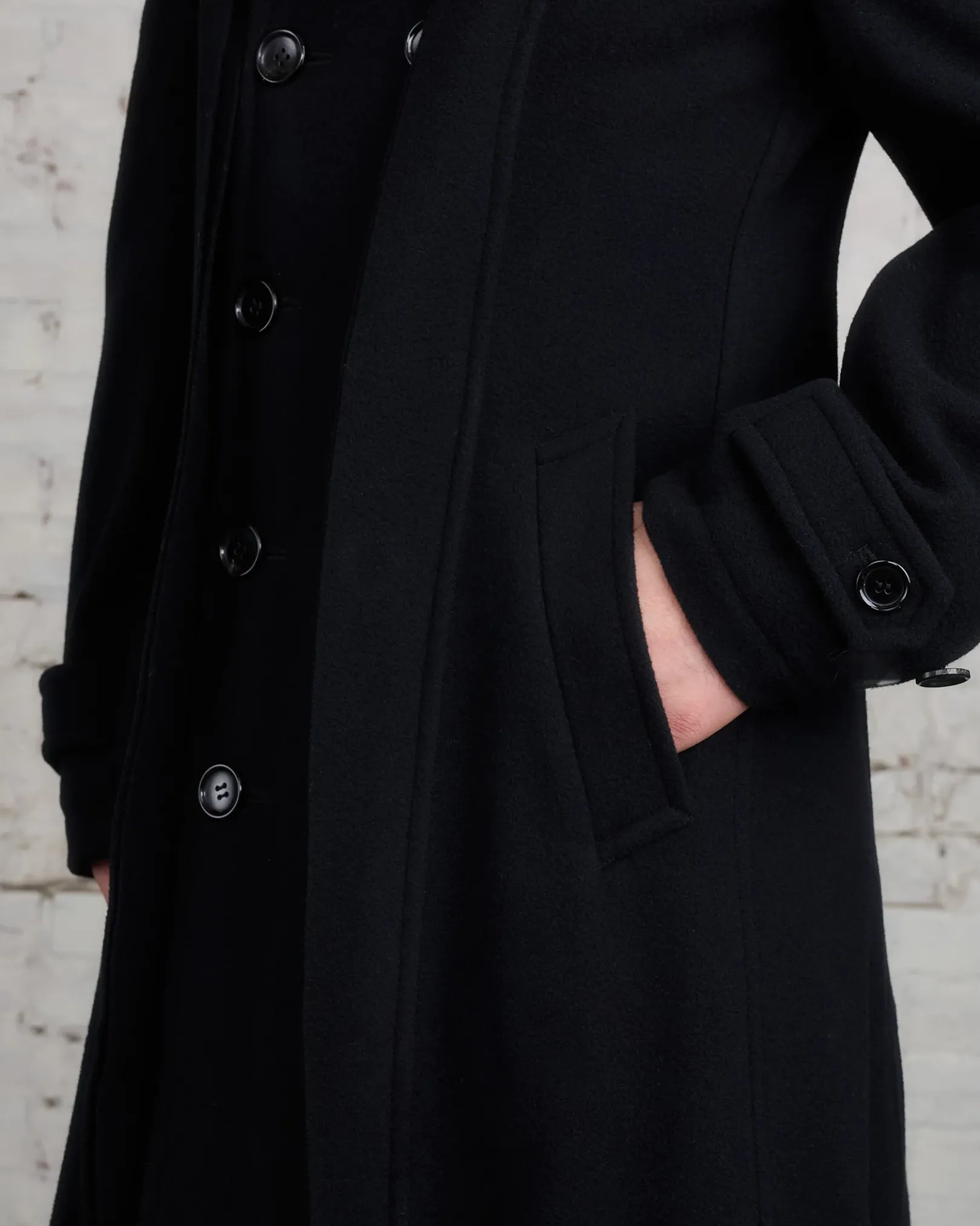 Outlet COMME des GARÇONS HOMME Plus Wool Nylon Mosser Coat Black