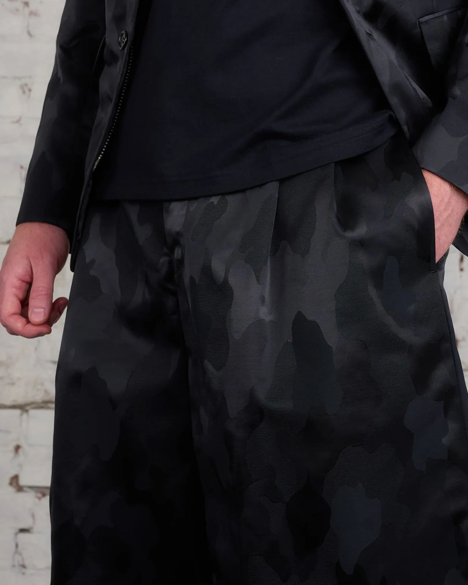 Online COMME des GARÇONS HOMME Plus Nylon Jacquard Camo Pattern Short Black