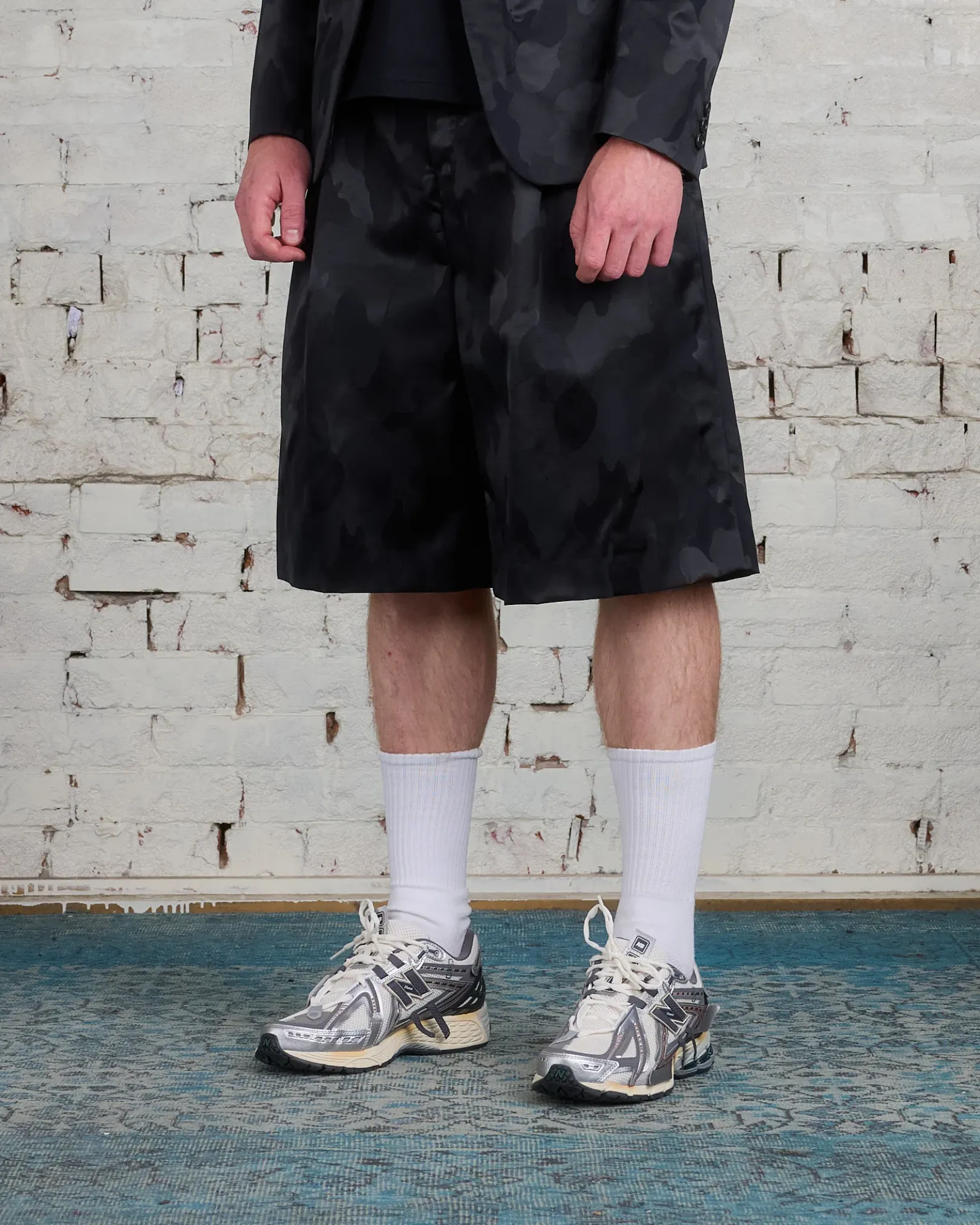 Online COMME des GARÇONS HOMME Plus Nylon Jacquard Camo Pattern Short Black