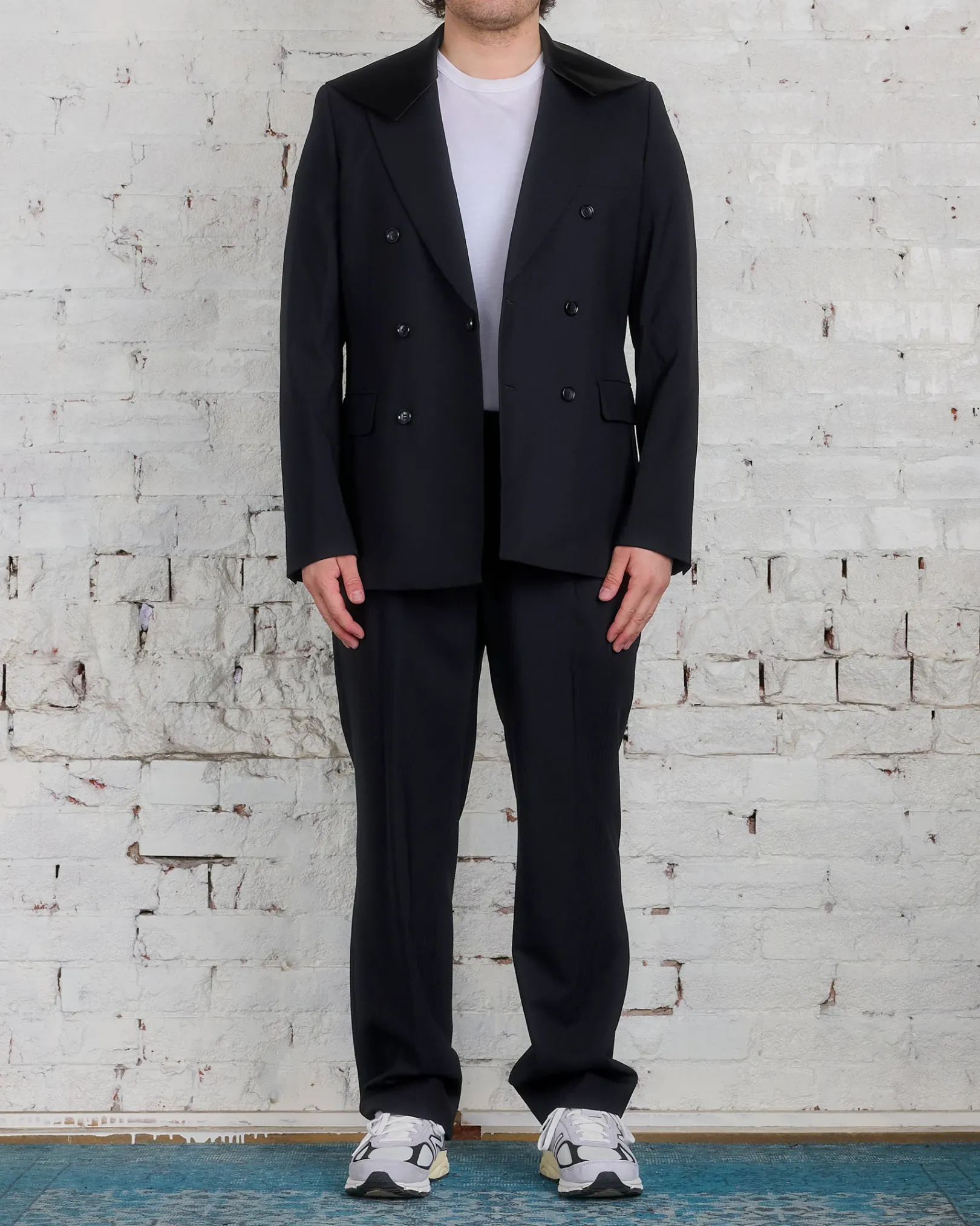 Sale COMME des GARÇONS HOMME Plus Wool Dobby Stripe Pant Black