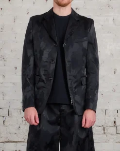 Best COMME des GARÇONS HOMME Plus Nylon Jacquard Camo Pattern Blazer Black