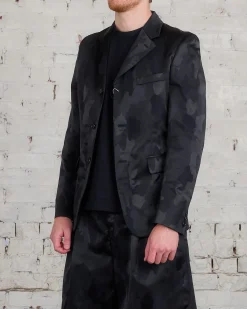 Best COMME des GARÇONS HOMME Plus Nylon Jacquard Camo Pattern Blazer Black