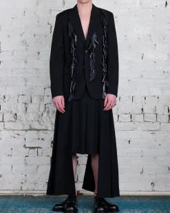 New COMME des GARÇONS HOMME Plus Wool Gabardine Motif Blazer Black