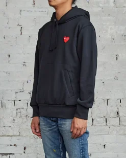 Discount Comme des Garçons PLAY Red Heart Hooded Sweatshirt Black