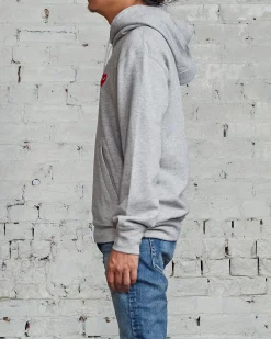 Discount Comme des Garçons PLAY Red Heart Hooded Sweatshirt Grey