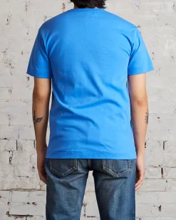 Discount Comme des Garçons PLAY Small Red Woven Heart T-Shirt Blue