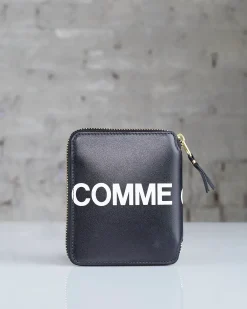 New Comme des Garçons WALLET Huge Logo Zip Wallet Black