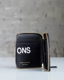 New Comme des Garçons WALLET Huge Logo Zip Wallet Black
