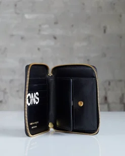 New Comme des Garçons WALLET Huge Logo Zip Wallet Black