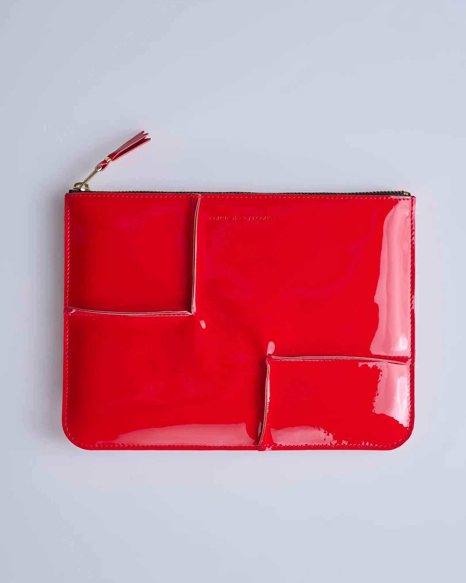 Outlet Comme des Garçons WALLET Reversed Hem Zip Pouch Red