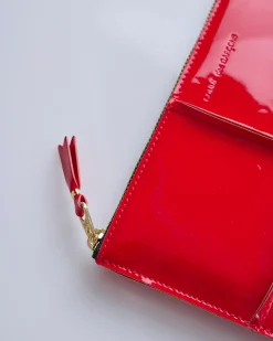 Outlet Comme des Garçons WALLET Reversed Hem Zip Pouch Red