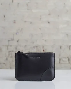 Outlet Comme des Garçons WALLET Very Black Leather Line Regular Zip Pouch