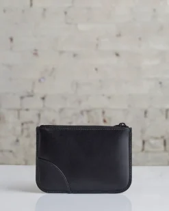 Outlet Comme des Garçons WALLET Very Black Leather Line Regular Zip Pouch