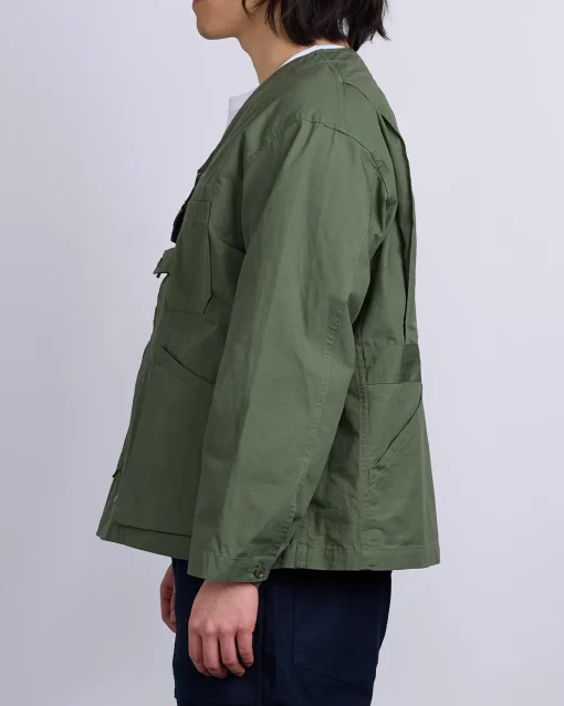 Discount Engineered Garments Cardigan Jacket Cotton Ripstop Olive