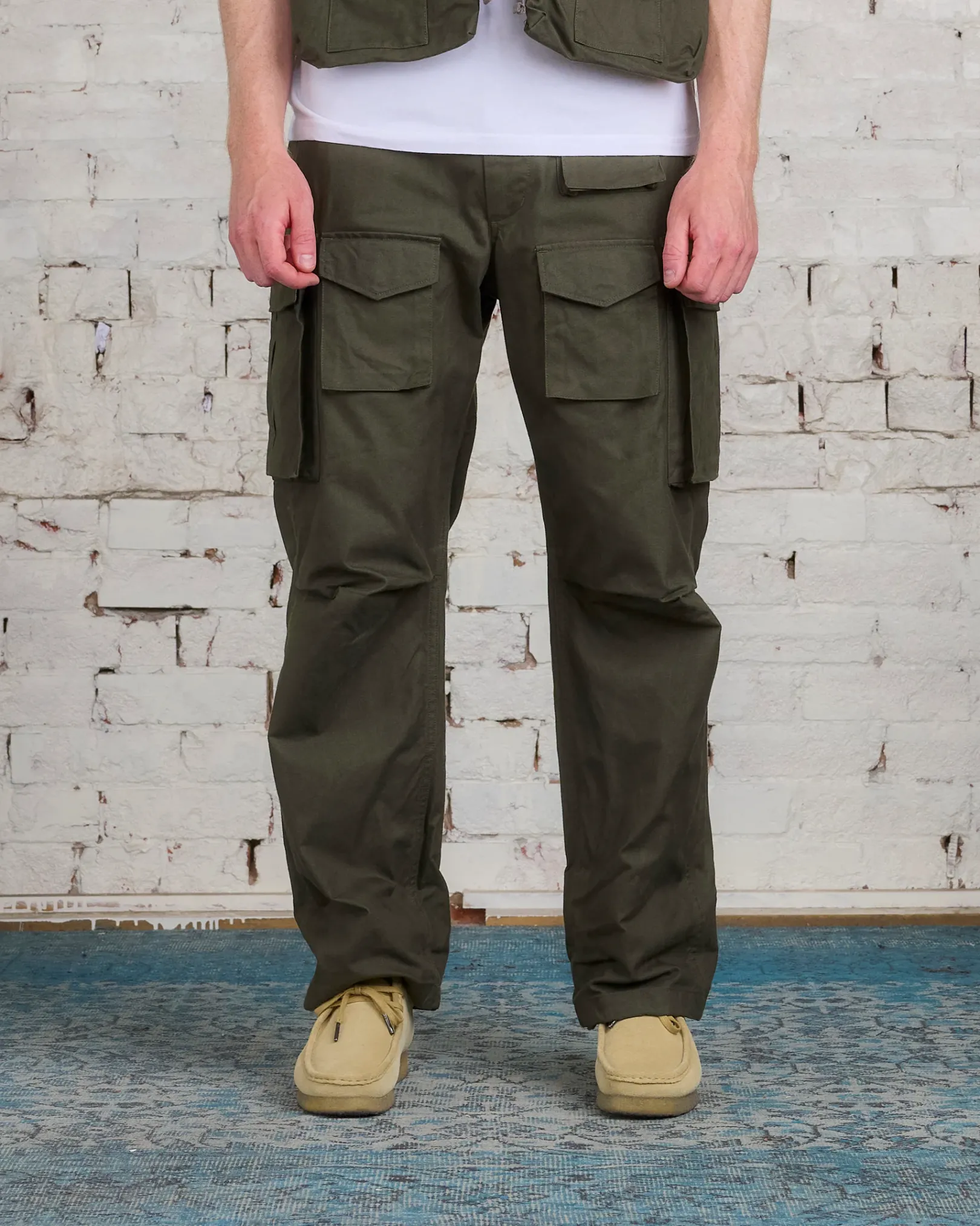 Sale Engineered Garments FA Pant Cotton Brush HB Olive