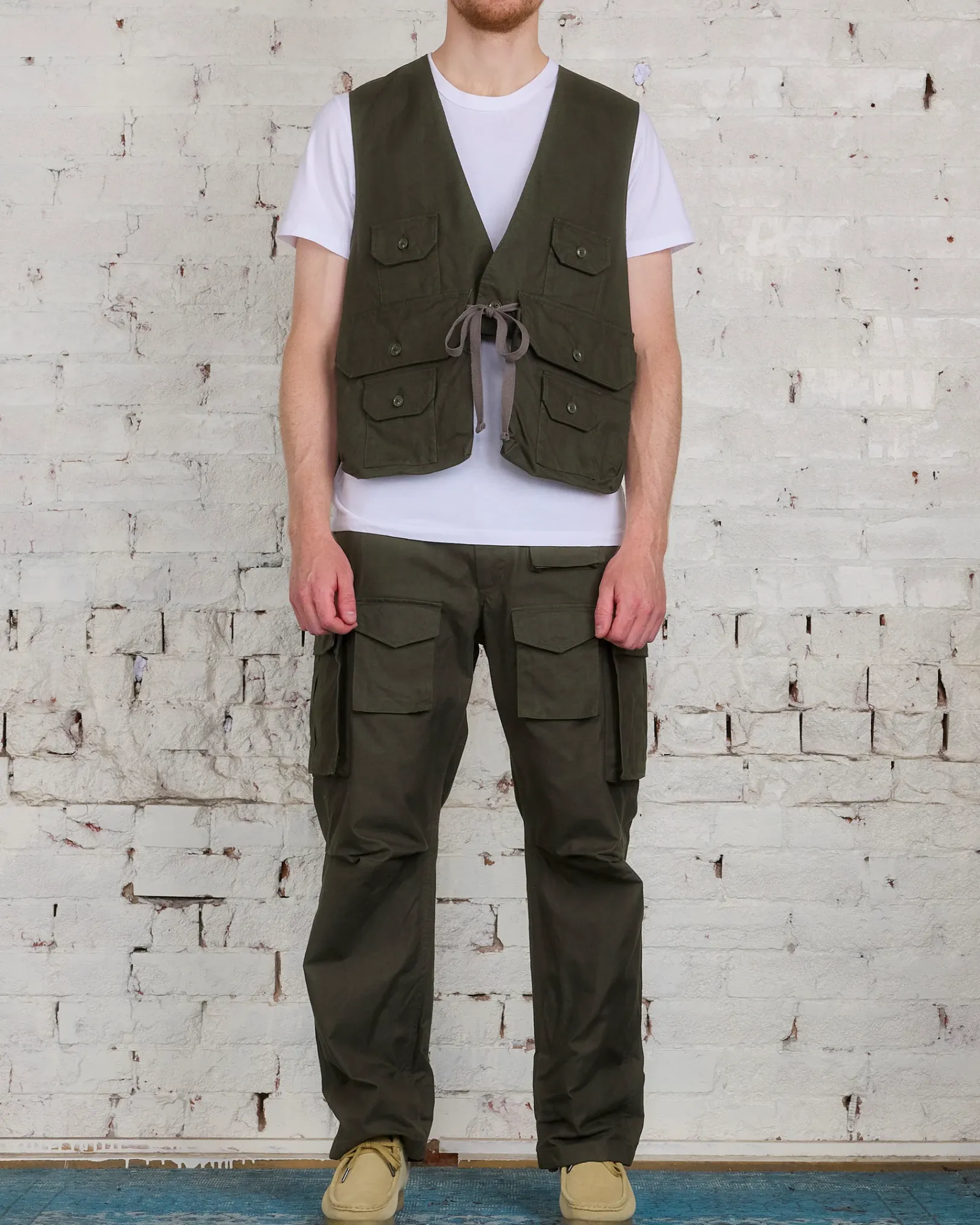 Sale Engineered Garments FA Pant Cotton Brush HB Olive