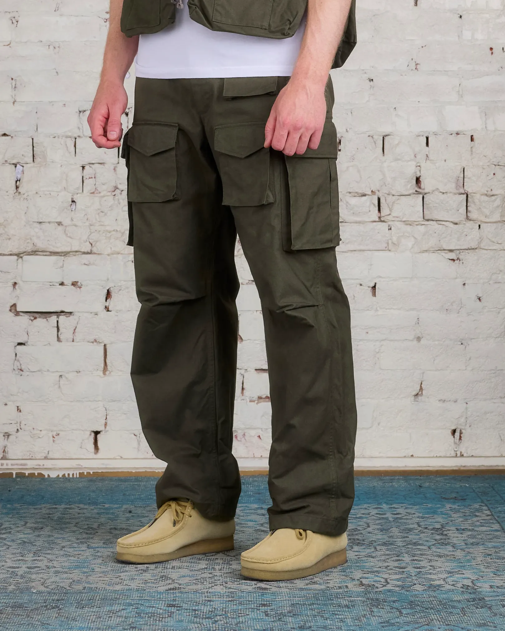 Sale Engineered Garments FA Pant Cotton Brush HB Olive