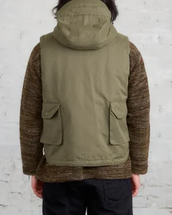 Outlet Engineered Garments Field Vest Olive PC Coated Cloth