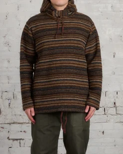 Fashion Engineered Garments Long Sleeve Hoody Fairisle Stripe Brown