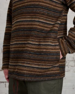 Fashion Engineered Garments Long Sleeve Hoody Fairisle Stripe Brown