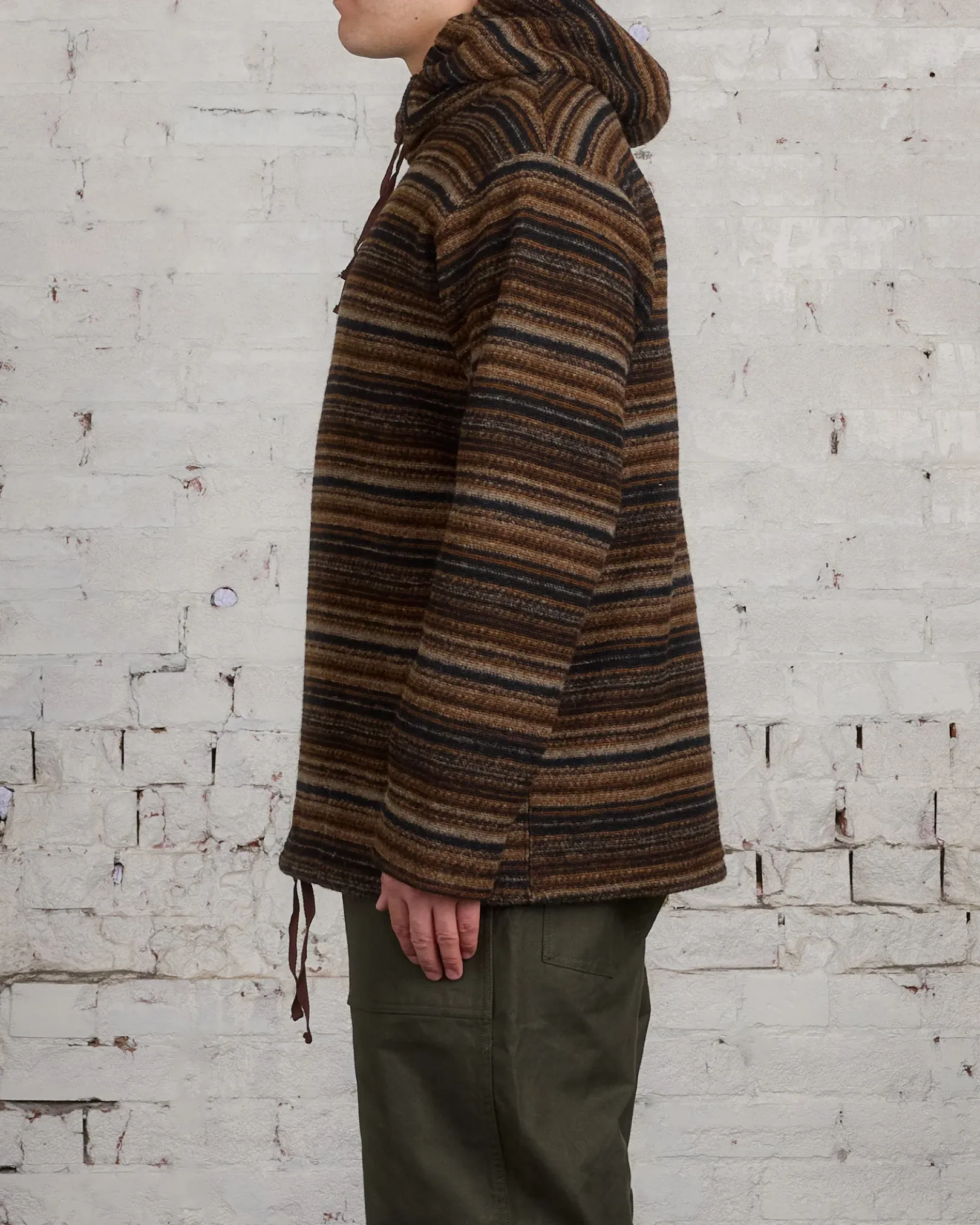 Fashion Engineered Garments Long Sleeve Hoody Fairisle Stripe Brown