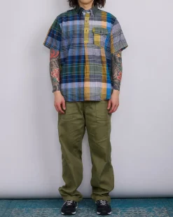 Fashion Engineered Garments Popover BD Shirt Navy Madras Jacquard