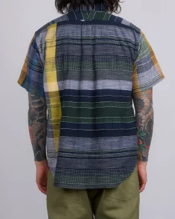 Fashion Engineered Garments Popover BD Shirt Navy Madras Jacquard