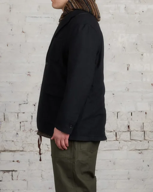 Online Engineered Garments Zip Jacket Poly Wool Flannel Black